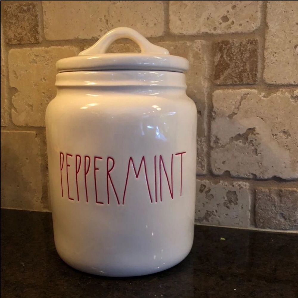 Rae Dunn peppermint Christmas canister